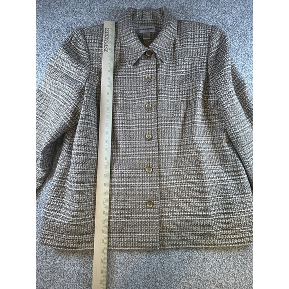 Women Alfred Dunner Blazer Size 18 Gold Beige Tweed - Picture 4 of 7